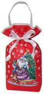 500 - 700г. упаковка Мешок текстильный Дед Мороз красный малый