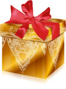 500 - 600г. упаковка Кубик Золотой ― Новогодние подарки и упаковка 2024 - 25 купить