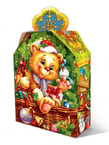 1200 - 1400г. новогодняя упаковка Корзина с медведем ― Новогодние подарки и упаковка 2024 - 25 купить