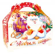 800 - 900г. новогодняя упаковка Волшебный ларец Дед Мороз (игры на упаковке)
