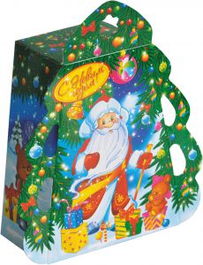 300 - 400г. новогодняя упаковка Елочка с Дедом Морозом