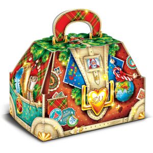 Упаковка новогодняя из плотного картона Дорожная сумка vip 