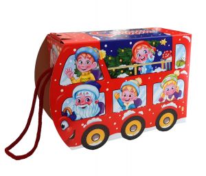 упаковка Автобус для новогоднего подарка