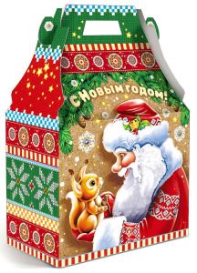 1100 - 1200г. новогодняя упаковка Дедушка Мороз ( вязанка)
