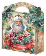 600 - 700г. новогодняя упаковка Дед Мороз с подарками