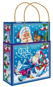 450 - 550г. новогодняя упаковка Пенал малый Дед Мороз и Снегурочка