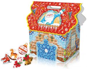 1300 - 1500 г. новогодняя упаковка Терем (игрушки на елку внутри) ― Новогодние подарки и упаковка 2024 - 25 купить