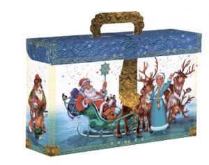 1100 - 1200 г. новогодняя упаковка Чемоданчик Снежный