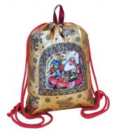 1000 - 1500г. упаковка Рюкзак Подарки Деда Мороза золотистый