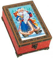 400 - 450г. упаковка Шкатулка деревянная на ножках Дед Мороз 