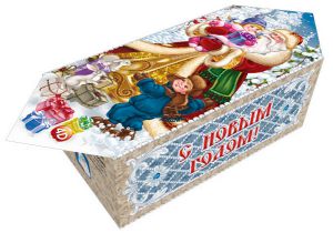 400 - 450г. новогодняя упаковка Конфетка малая Помоги Деду Морозу