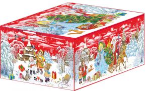 1000 - 1300г. новогодняя упаковка Короб разборный ламинированный большой красный