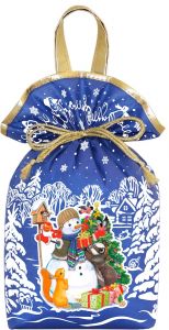 1000 - 1200г. упаковка новогодняя Мешок текстильный Снеговик (синий) 