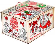 Подарок 1000г,  Посылка из фанеры Веселый праздник (люкс) + новогодний сувенир в подарок