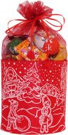 Новогодний подарок 800г, Красный тубус (фетр + органза) (люкс) + новогодний сувенир в подарок