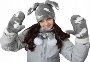 Меховые рукавички с зайчиками